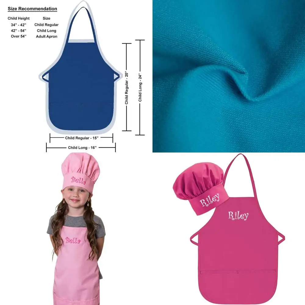 

Custom Embroidered USA-Made Child Apron and Hat Set for Toddlers and Kids with Name