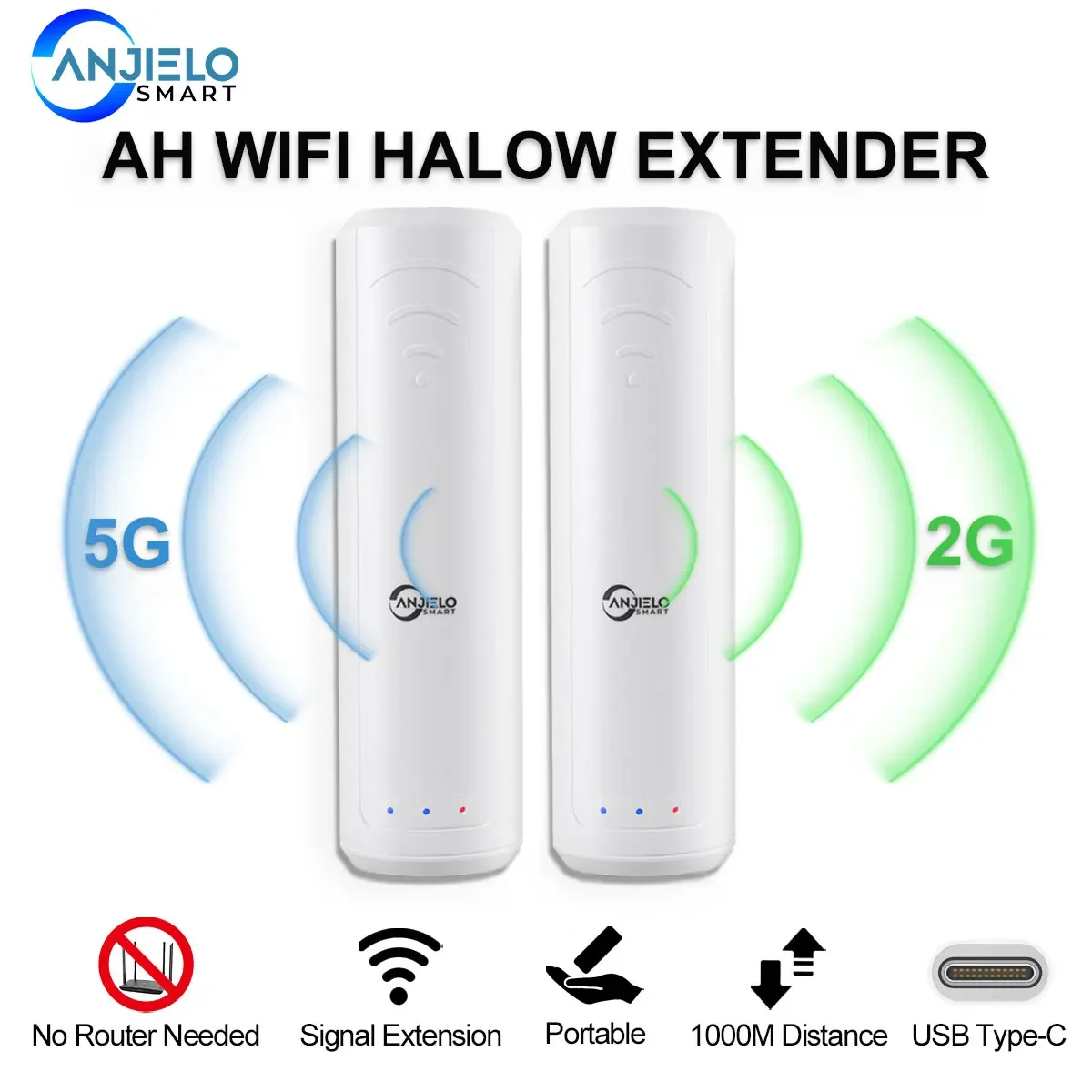 2.4G Dual Band 5G High Performance Stable Home Office Outdoor Farm Range WIFI Halow Extender Amplifier Long Distance Portable