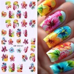 Painting Flowers Sticker For Nails Colorful Blooming Lily Floral Design Sliders Graceful Enthusiasm Style Foil Manicure Supplies