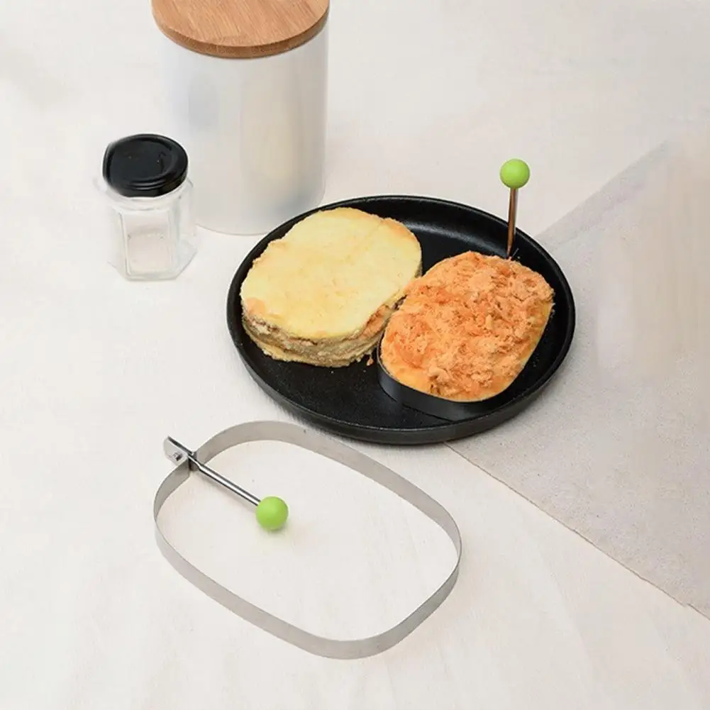 Pancake Mold Stainless Steel Anti-deformed Oblong Storage Make Omelet with Handle Heat Resistant Cake Mold Cooking Tool