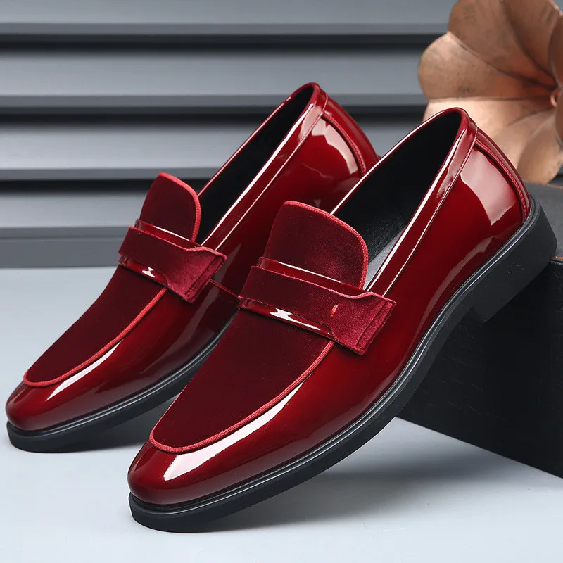 Luxury Trend Designer New Men's Red Pointed Suede Leather Wedding Shoes Male Pe… - Image 2