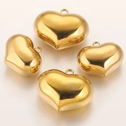 2pcs Stainless Steel Gold Plated Hollow Cute Fat Large Heart Charms DIY Necklace Bracelet Jewelry Making Findings Accessories