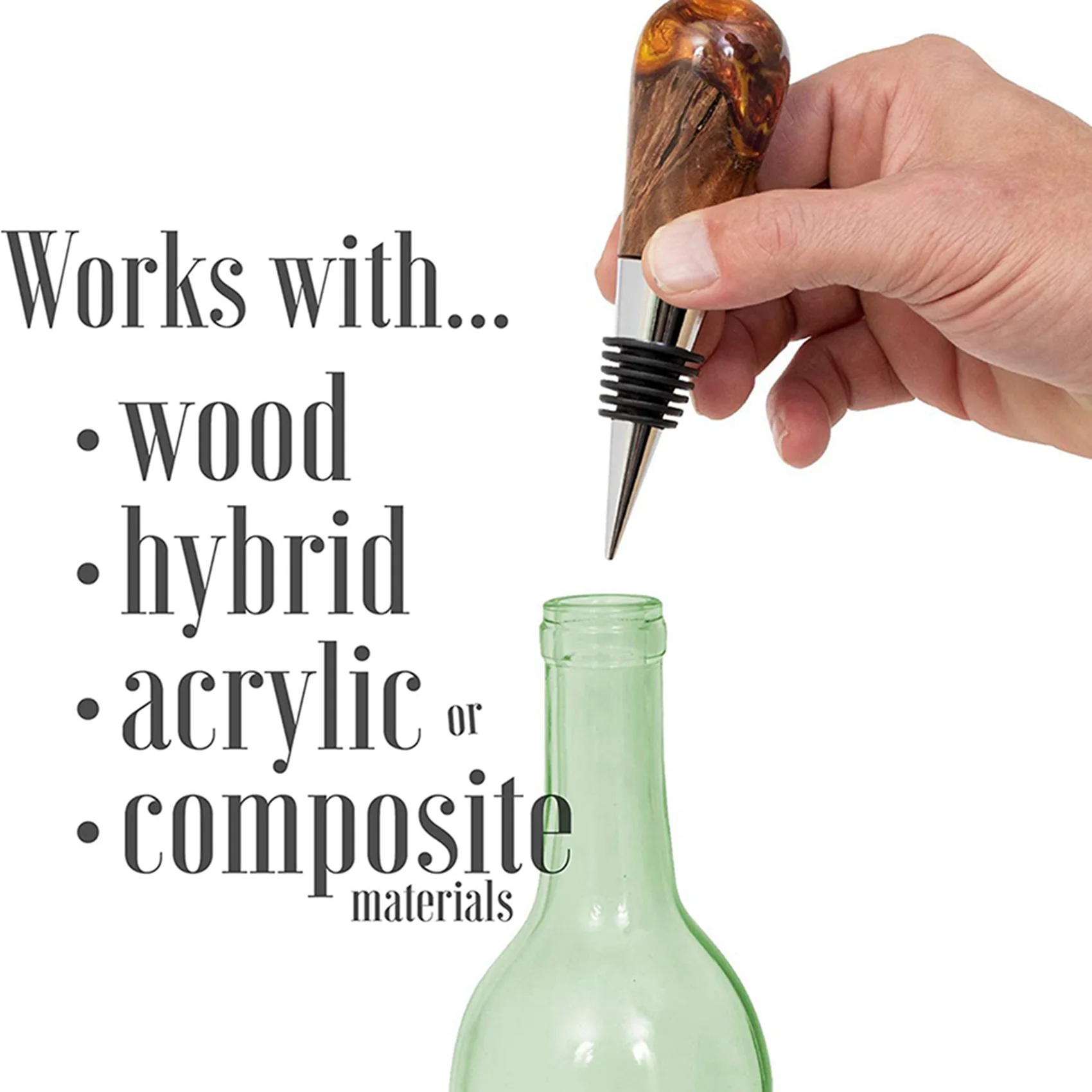 ABKJ-50 Pieces Blank Bottle Stopper With Threaded Post Metal Wine Stopper Inserts Set Hardware For Wood Turning DIY Project