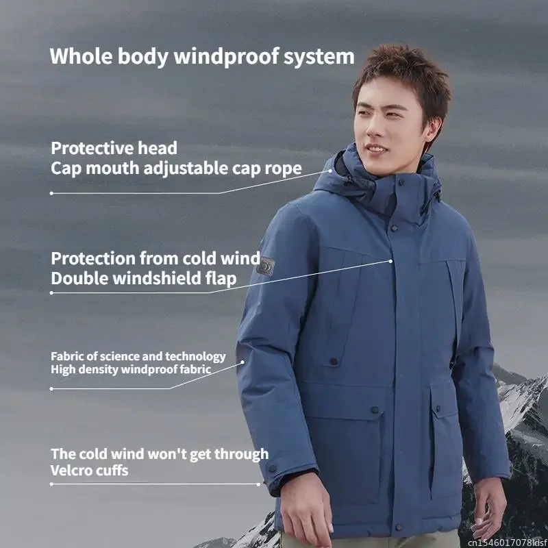 Youpin قشارة-30 ℃ مقاومة البرد سترة منفوخة الرجال في الهواء الطلق أسفل سترة معطف الرجال الشتاء سميكة الدافئة سترات سترة مع غطاء محرك السيارة