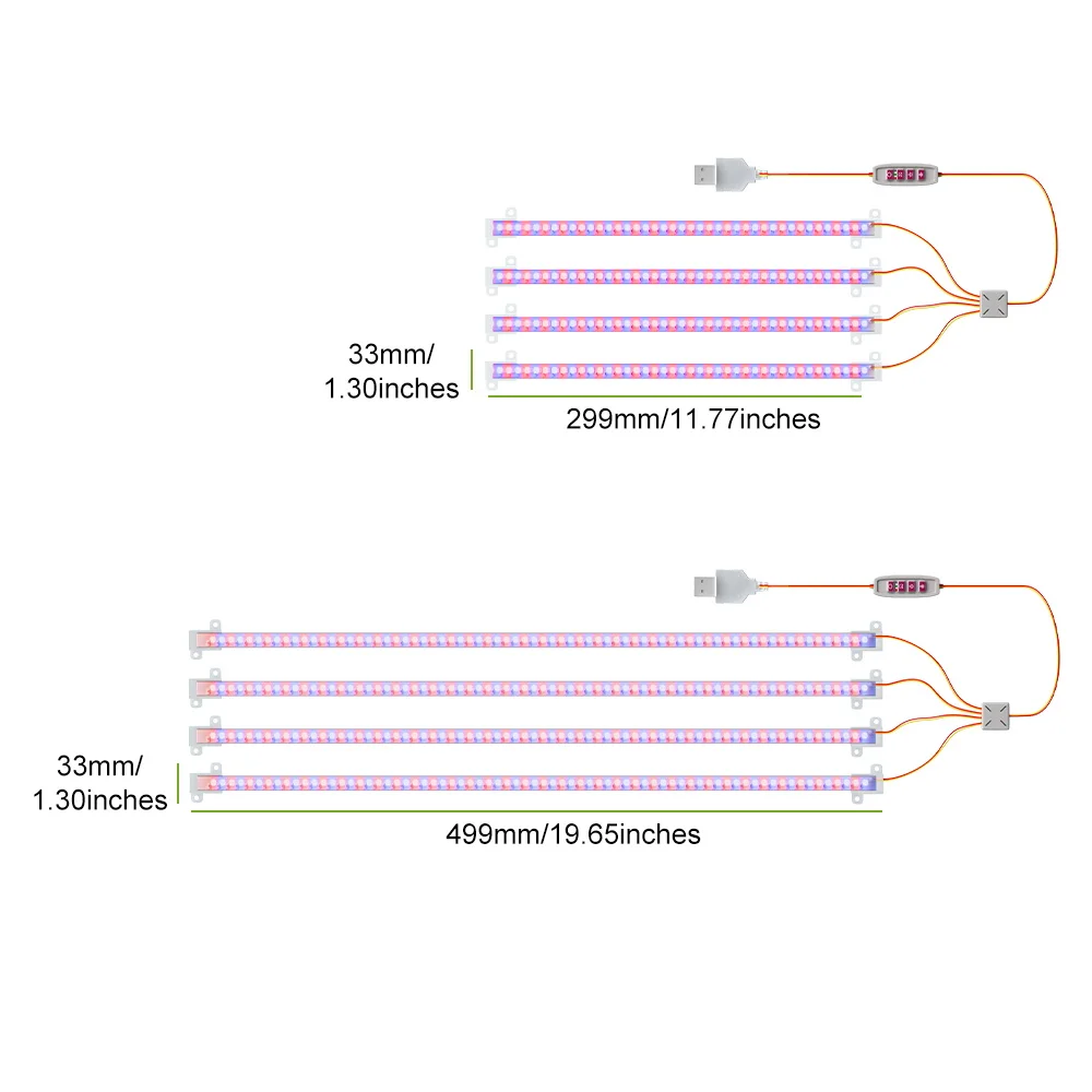 LED داخلي النبات تنمو قطاع أضواء الطيف الكامل توقيت 4H/8H/12H السيارات تشغيل/إيقاف زهرة العصارة وعاء النباتات زراعة مصباح DC5V