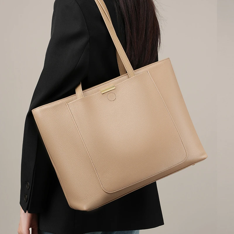 Hifashion Natural Genuine Leather Large Shopper Tote Bags For Women 2024 Trend Design Big Shoulder Bags Office Ladies Handbags