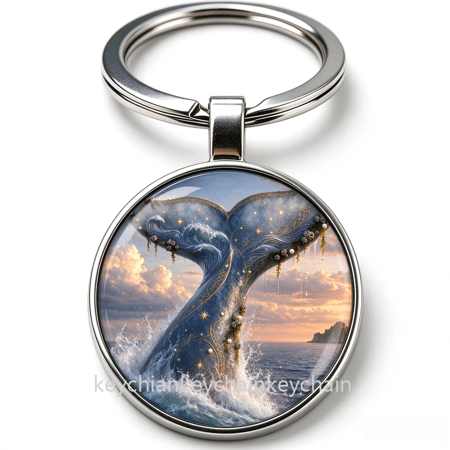 Galaxy Whale Tail Keychain Key Ring Animal Bag Charm Car Key Holder Gift for Men Women