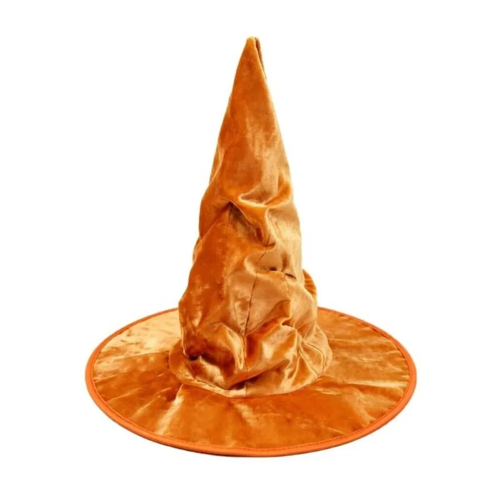 Steel Wire Framed Velvet Witch Hat Non Woven Base Solid Color Wired Wizard Cap Skin Friendly Shapeable Ruched Pointy Hat