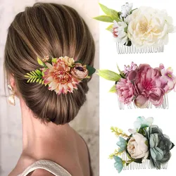 Simulated Flower Hair Comb Women Elegant Wedding Hair Comb Hairpin Ladies Party Ponytail Styling Tools Hair Combs Hair Clip