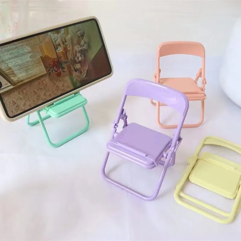 4pcs Cute Sweet Creative Desktop Mini Chair Stand Can Be Used As Decorative Ornaments Foldable Lazy Drama Mobile Phone Holder