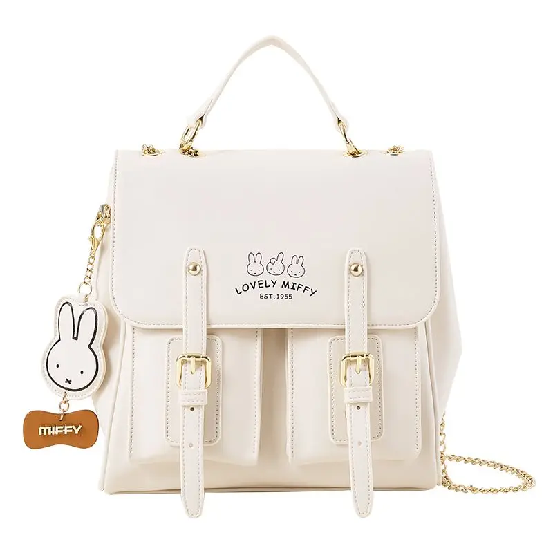 Miffy Backpack New Style Women's Bag Straddle Pure Colour Brief Fashion Be All-match Minority Design Carry with One's Hand 2026