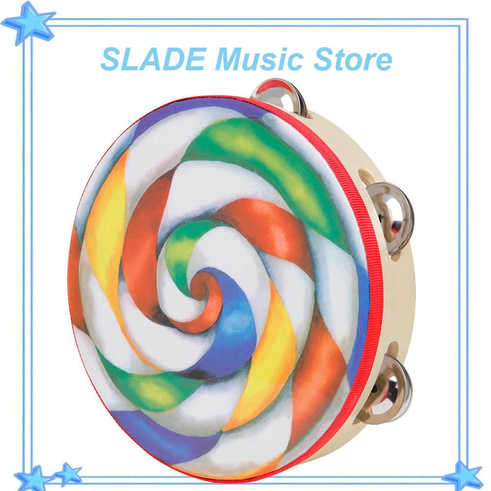 SLADE 8 بوصة الدف المهنية Handbell طبلة ذات يد الدف Panderos جرس الأناشيد لأداة قرع الرقص المسيحي