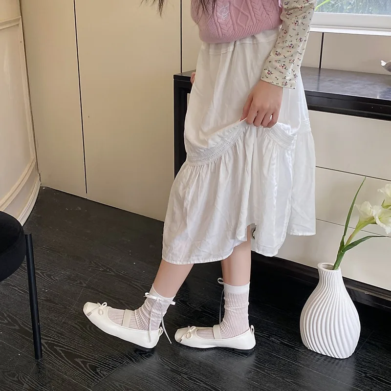 Butterfly Knot Silk Ribbon Socks Women's Korean Style Ins Thin Mesh Breathable Hollow out Socks for Girls Cute Fairy Footwear