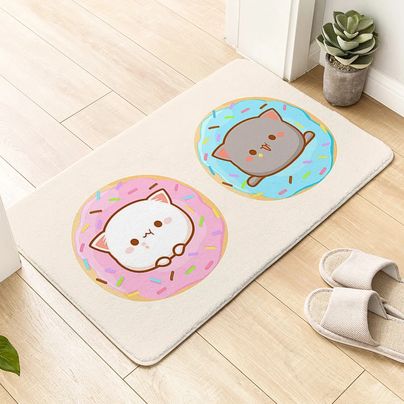 Door Mat D-Peach D-Mochi Cat Cute Bedroom Living Room Rug Custom Doormat Hallway Corridor Kitchen Balcony Floor Carpet Anti Slip