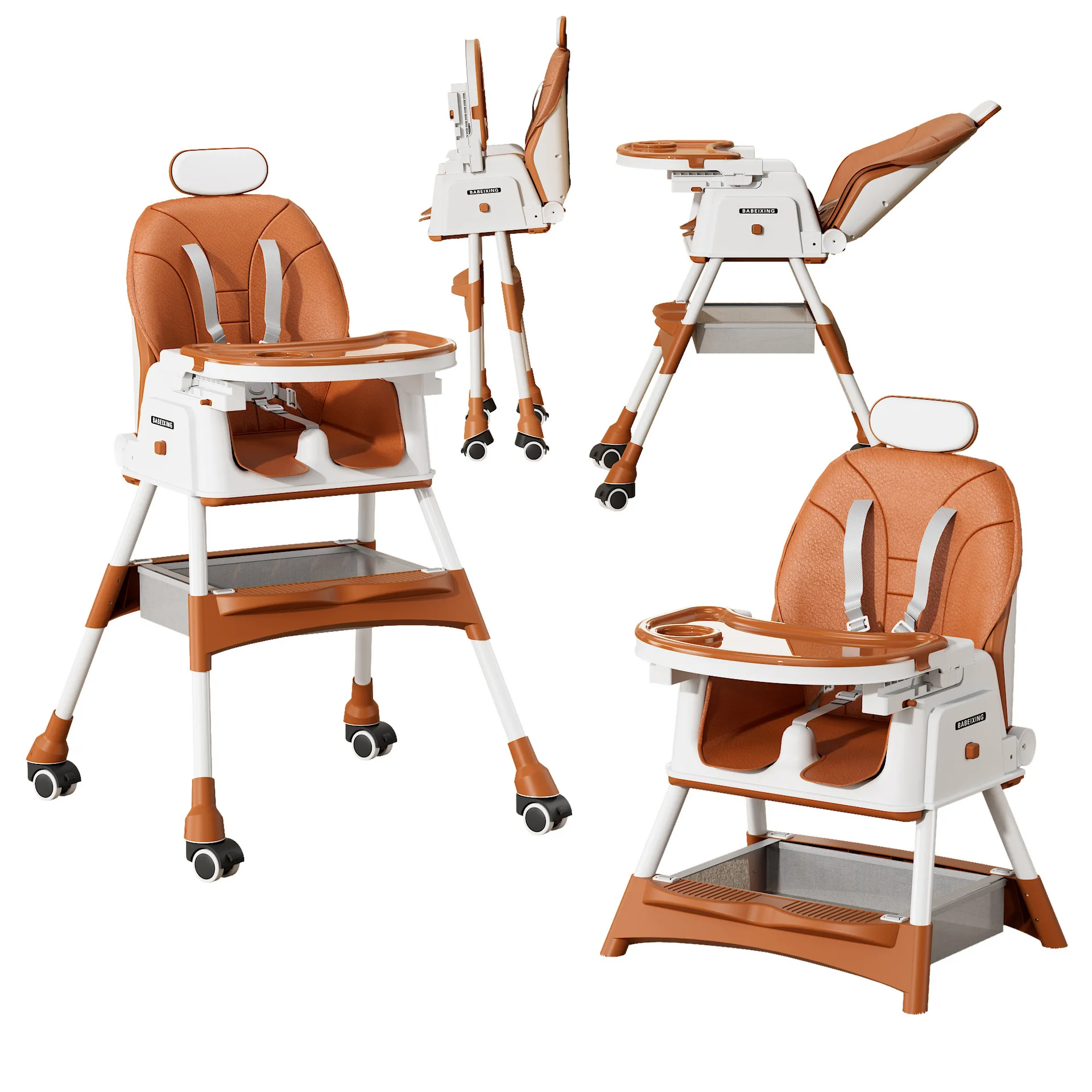 Baby High Chair, Baby Home Children, Multifunctional Dining Table Chair, Foldable Sitting and Lying Portable Seat