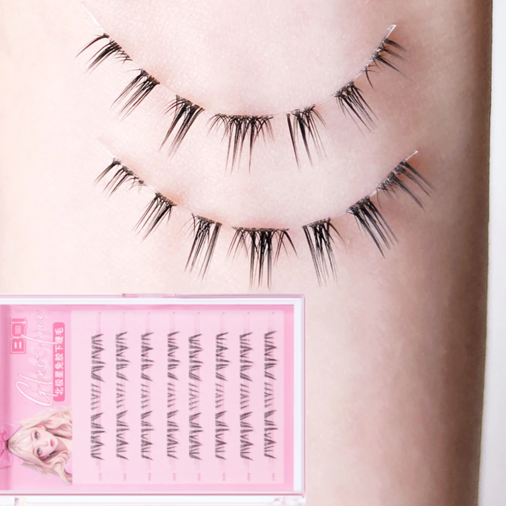 6/8Rows Glue-free DIY Bottom Lashes Lower Lashes Self Adhensive DIY Eyelash Extension Natural Black Soft Anime Eyelashes Makeup