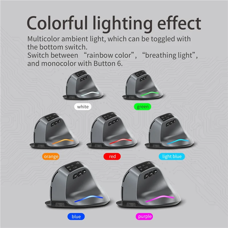 ATP-Bluetooth Wireless Mouse with OLED Screen USB RGB Rechargeable Mouse for Computer Laptop Tablet Ergonomics Mice Gaming