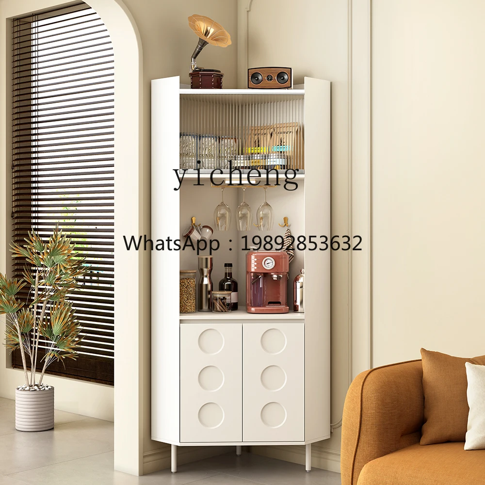 ZZZf Corner Cabinet Living Room Multi-Functional Corner Storage Triangle Cabinet Retro Black Corner Sideboard Cabinet
