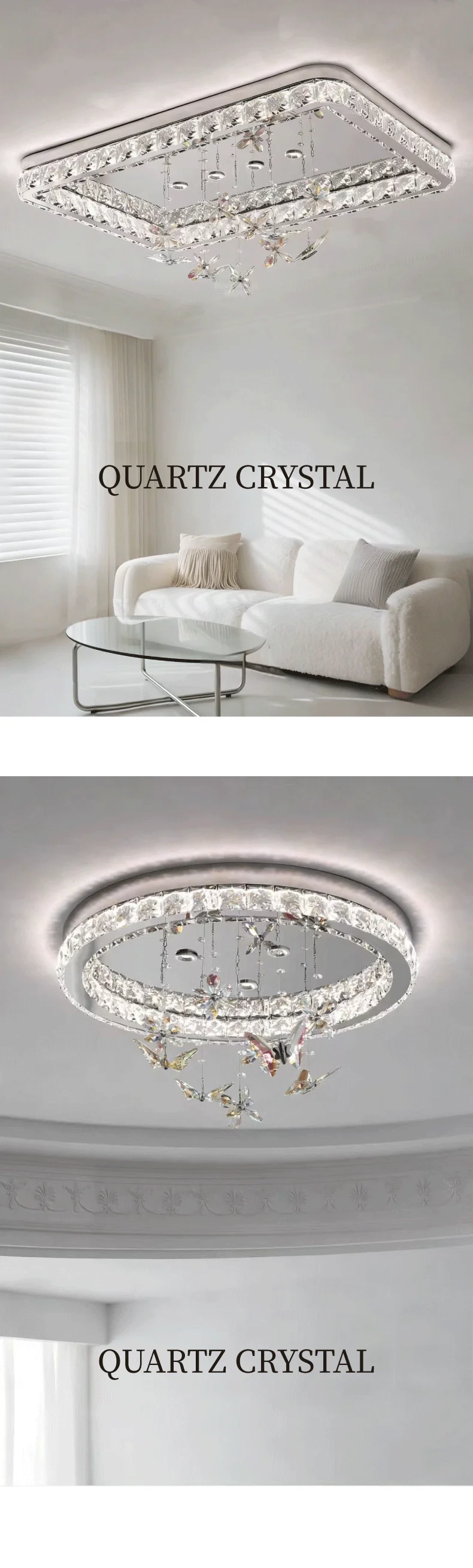 Bedroom Crystal LED Ceiling Lamp Living Room Steel
