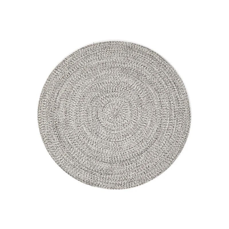 

Grey woven round carpet large area, modern living room sofa coffee table floor mat
