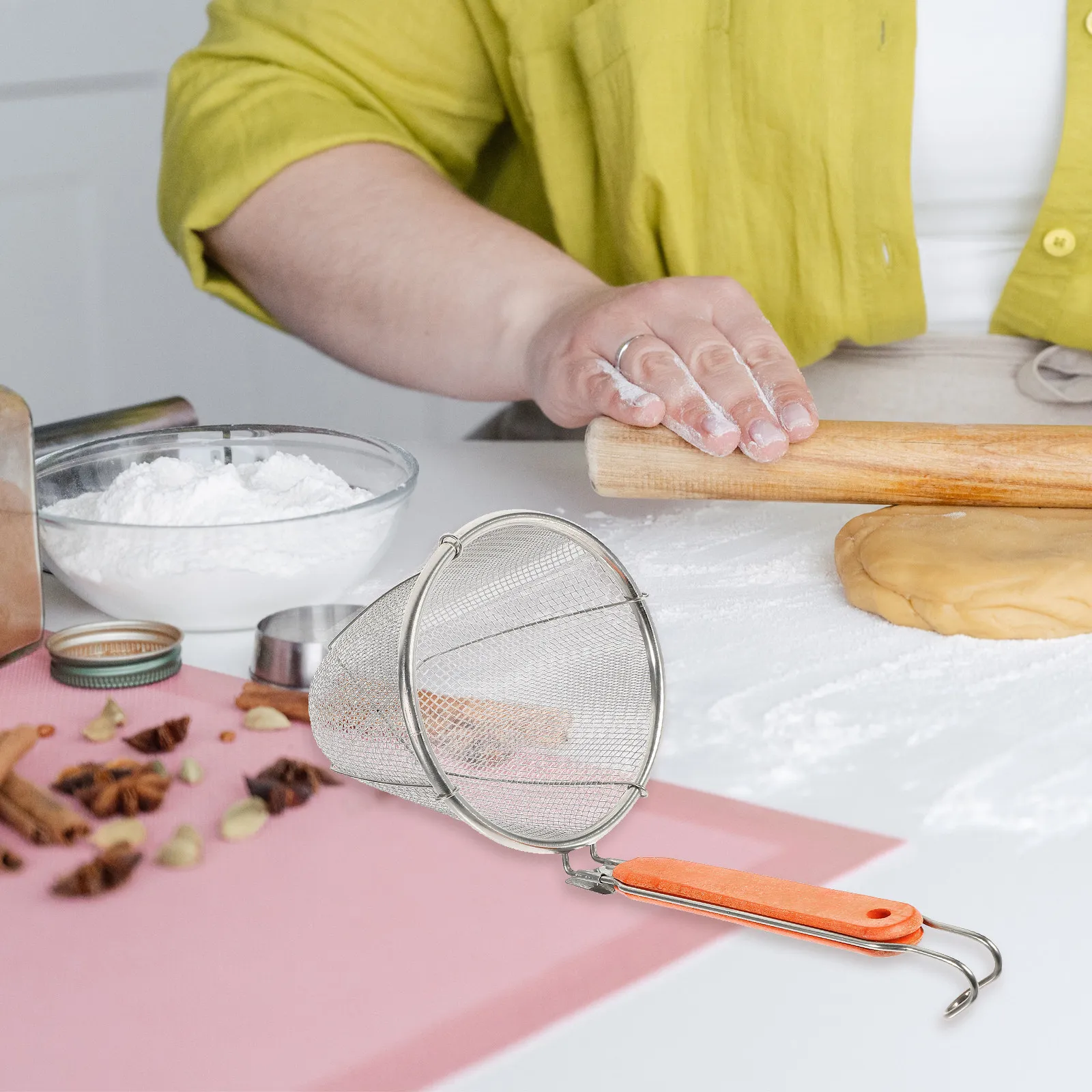 

Набор из 4-х премиальных нержавеющих ложек-дуршлагов для лапши с эргономичной деревянной ручкой для пасты и спагетти