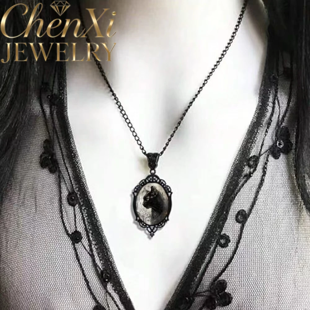 High-End Gothic Raven Cross Elliptical Lace Glass Pendant Luxury Quality Fashion Fine Jewelry Exquisite Elegant Charms Popular