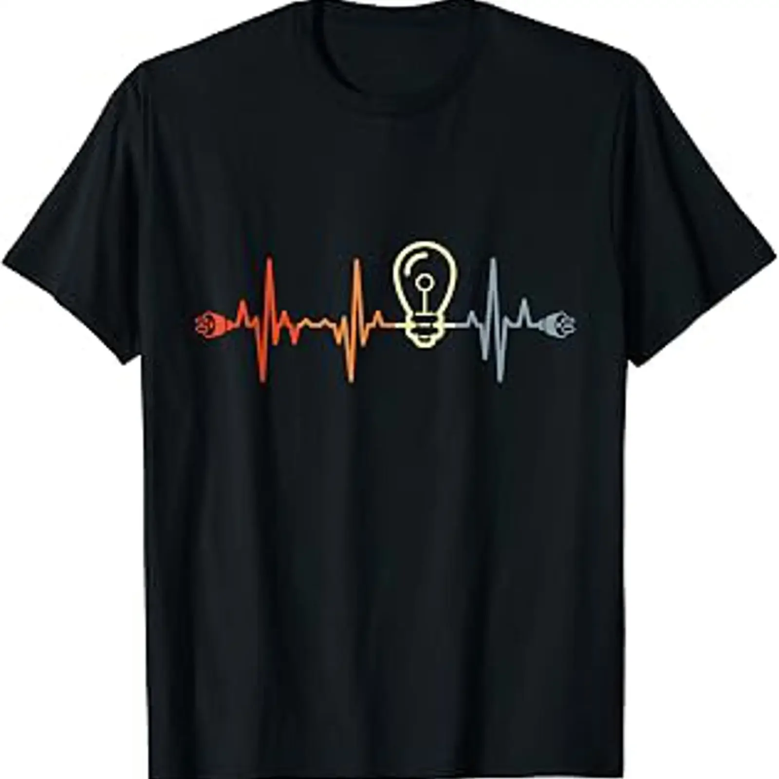 Électricien Heartbeat Électrotechnicien Heartline T-Shirt mit Grafik und Vintage-Wert, gewaschenes, weiches Oberteil für den Alltag, Herren