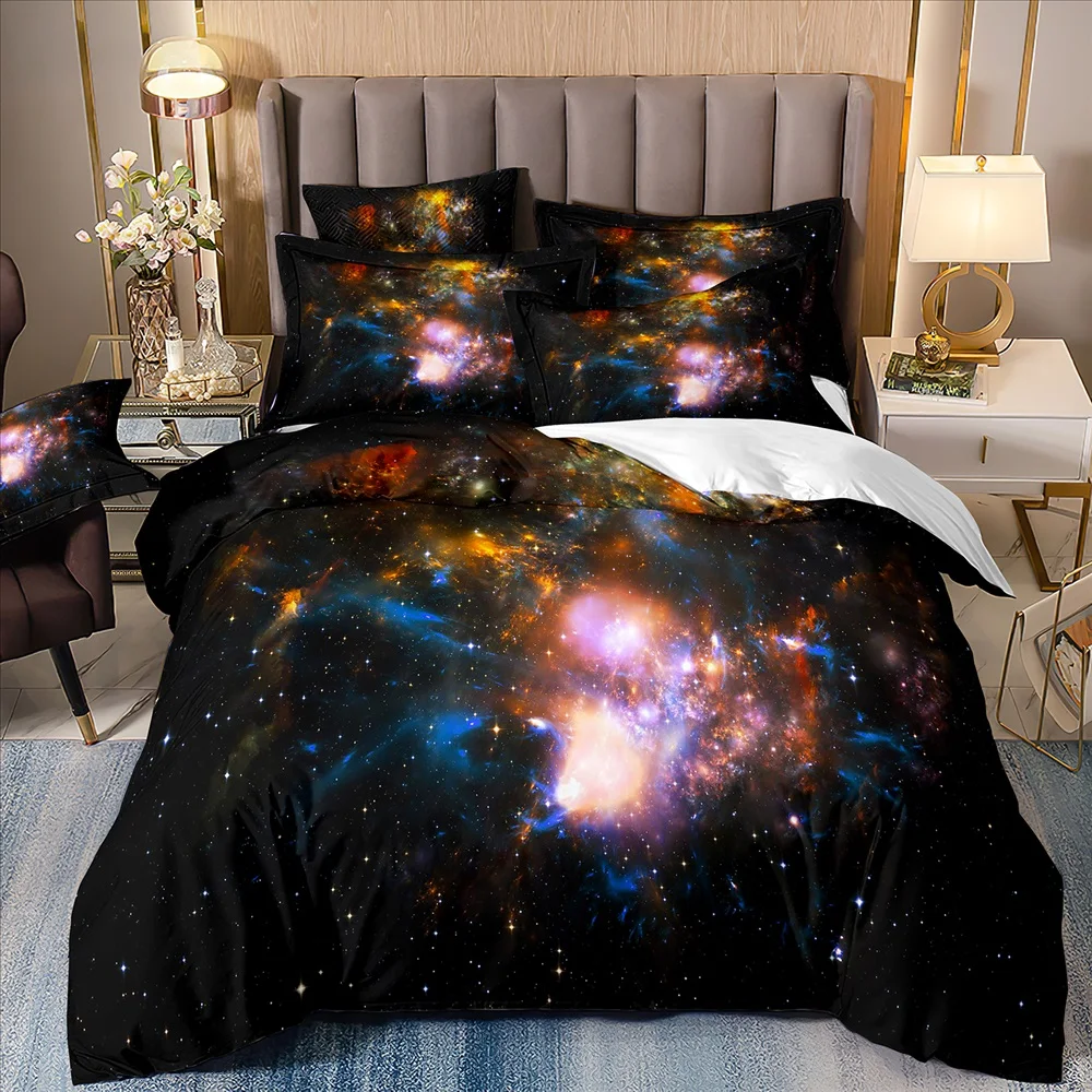 Space Galaxy Bedding Set Bedspread Single Double King Size Sky Stars Planet Duvet Cover Set Children's Kid Quilt Cover