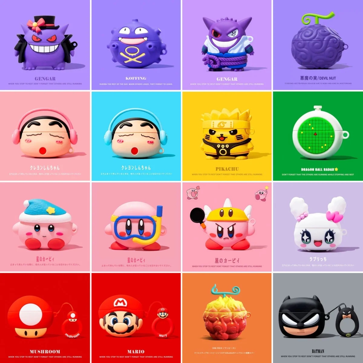 Per custodia Airpods Pro 3, Pokemon Gengar Batman Devil Fruit 3D Anime Custodia antiurto in silicone per auricolari per Airpods Pro 3 Cover