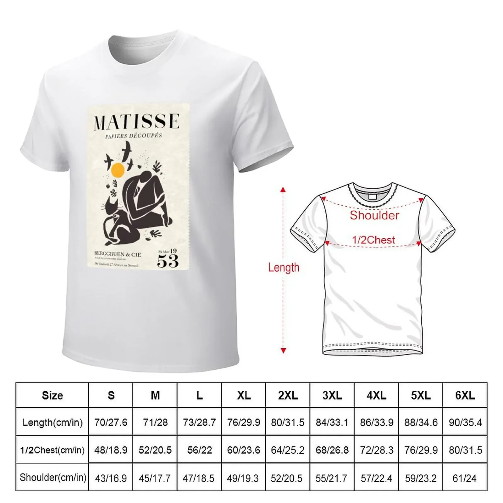 Matisse Cat Artwork T-Shirt kawaii clothes anime clothes vintage mens t shirts