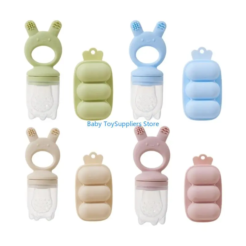 

R1WF Silicone Baby Teether Feeder with Freezer Tray for Infants Safe Chewing Training and Healthy for Safe Infant