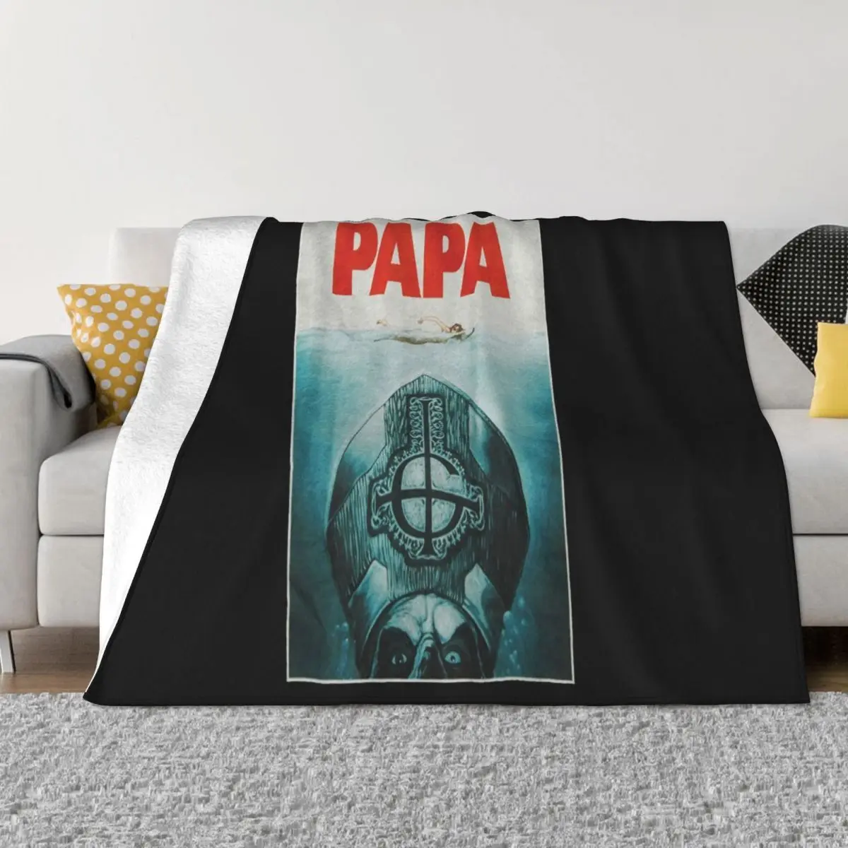 Authentic Ghost Band Papa Emeritus Ii Jaws Logo New Summer S Cotton T Animal Throw Blanket