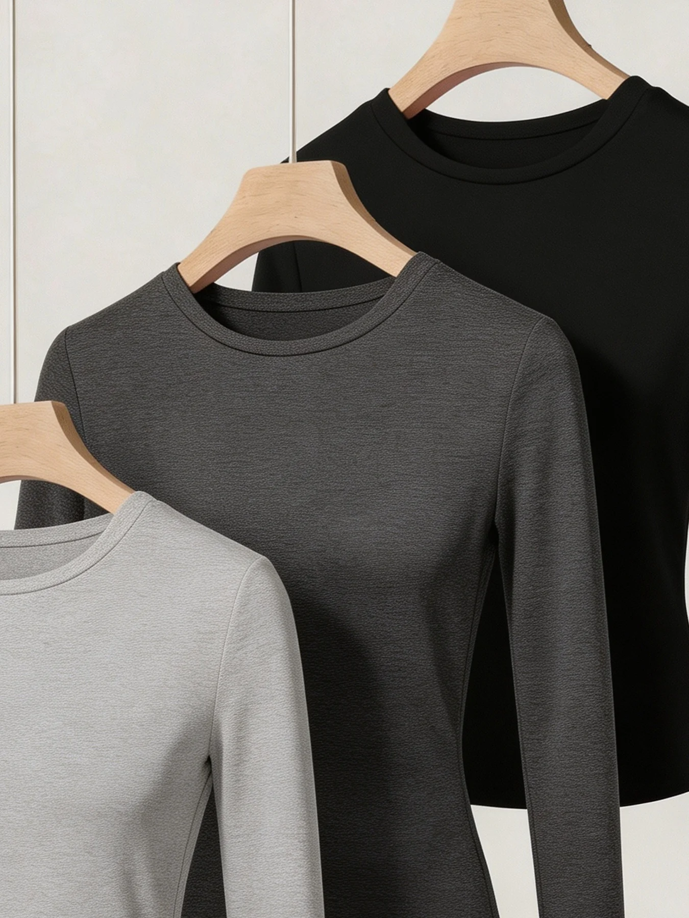 Damen 3-Teiliges Freizeit-Set, Bequemes Rundhals-T-Shirt mit Eingezogener Taille, Einfarbig, Langarm – Detail 5