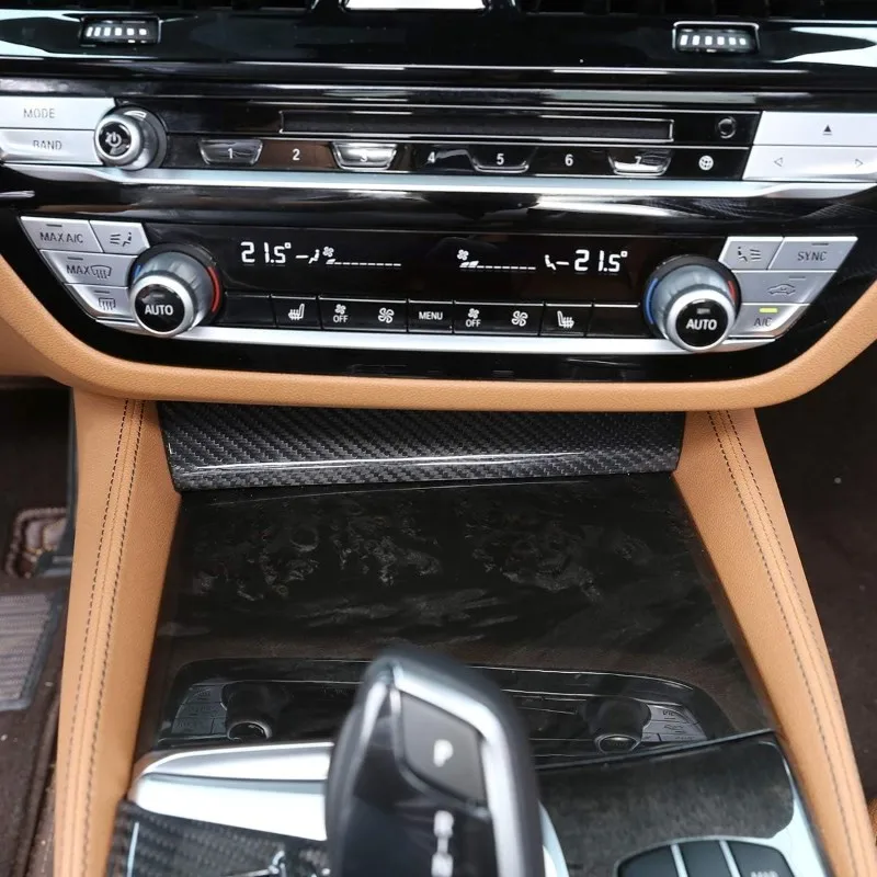 

Real Carbon Fiber Accessories For BMW 5 Series G30 G38 2018-2021 Central Control Cup Holder Up Decoration Cover Trim