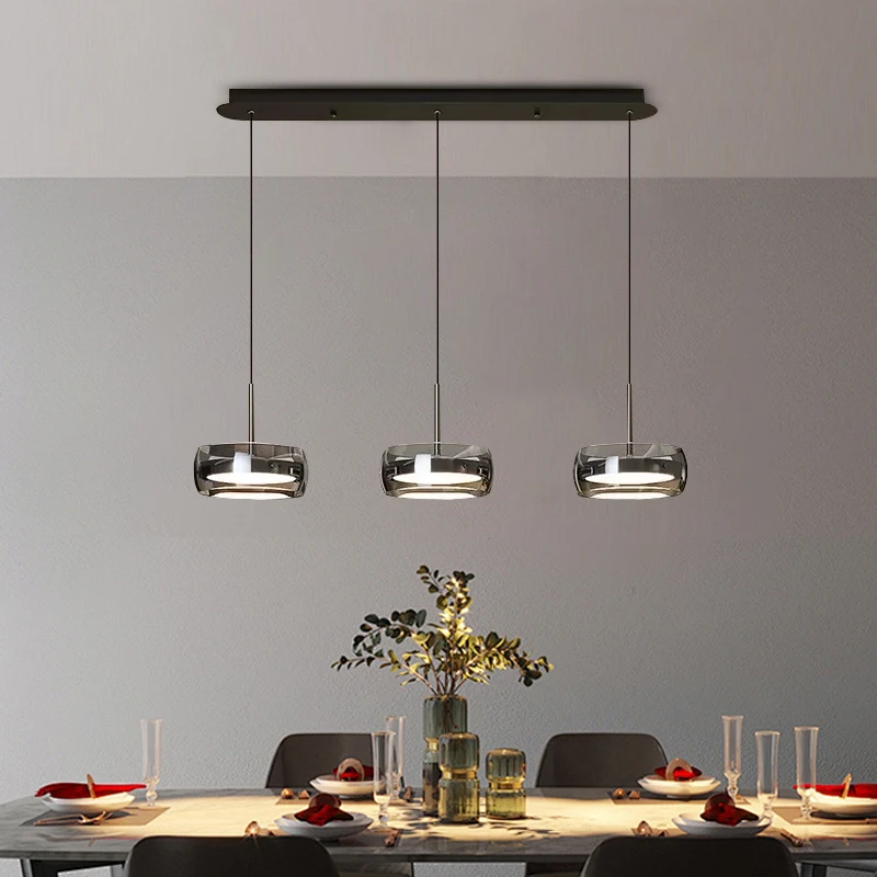 

LED Curved Glass Pendant Light, Adjustable Lighting Simple Dining Table Light, Restaurant Light, Home Decoration Indoor Lighting