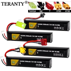 Lipo Bateria Split Conexão para Pistola de Água 2S, 7.4V, 2500mAh, Mini Airsoft BB Air Pistol, Brinquedos Elétricos, Peças de Armas