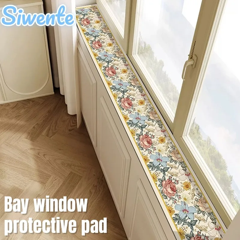 

Light Luxury Long Faux Leather Window Sill Pads Bay Window Protection Mats Dining Table Moisture-proof Anti-skid Pad Home Decor