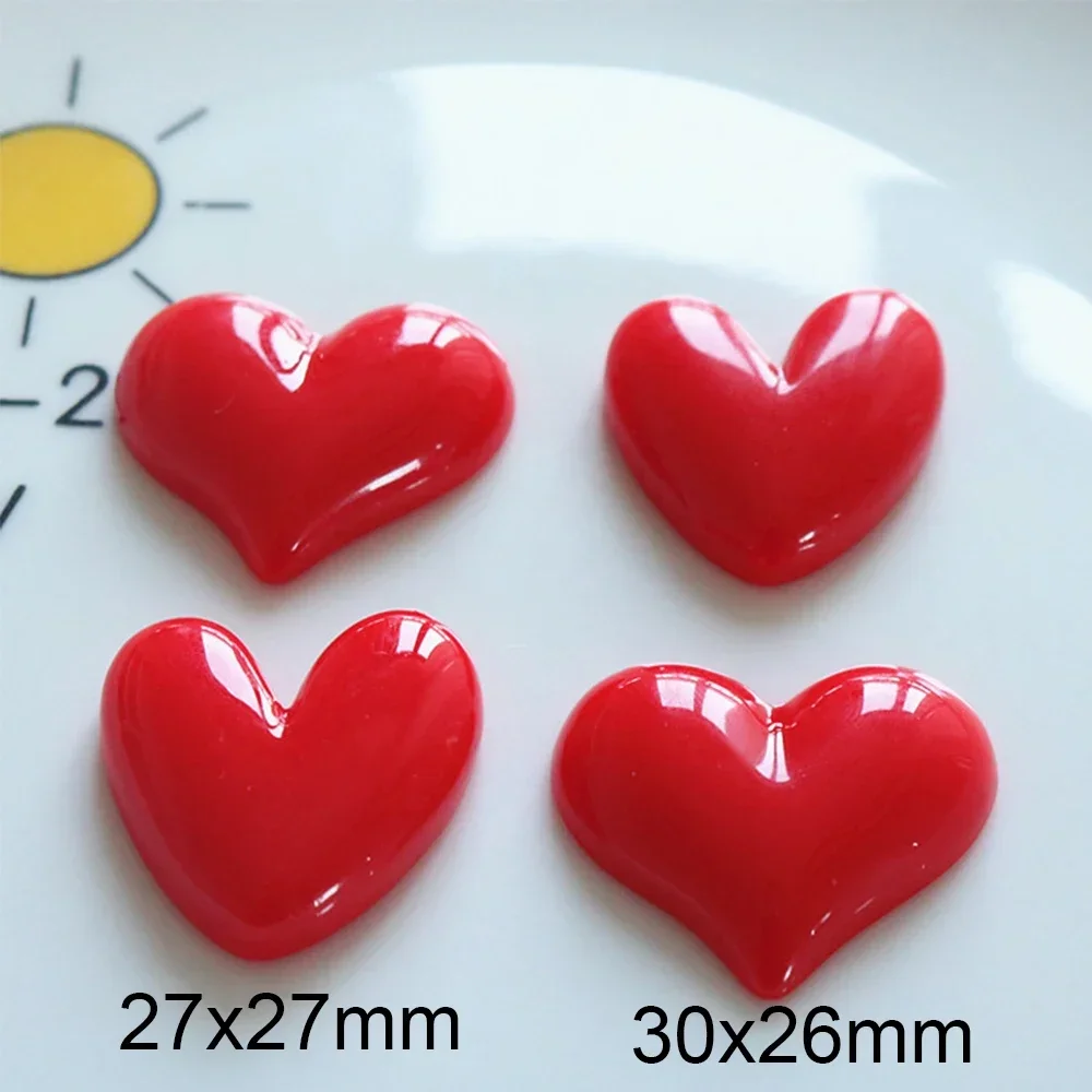 10PCS Shiny Red Heart Series Resin Flat Back Cabochons For Hairpin Scrapbooking DIY Jewelry Craft Decoration Accessories