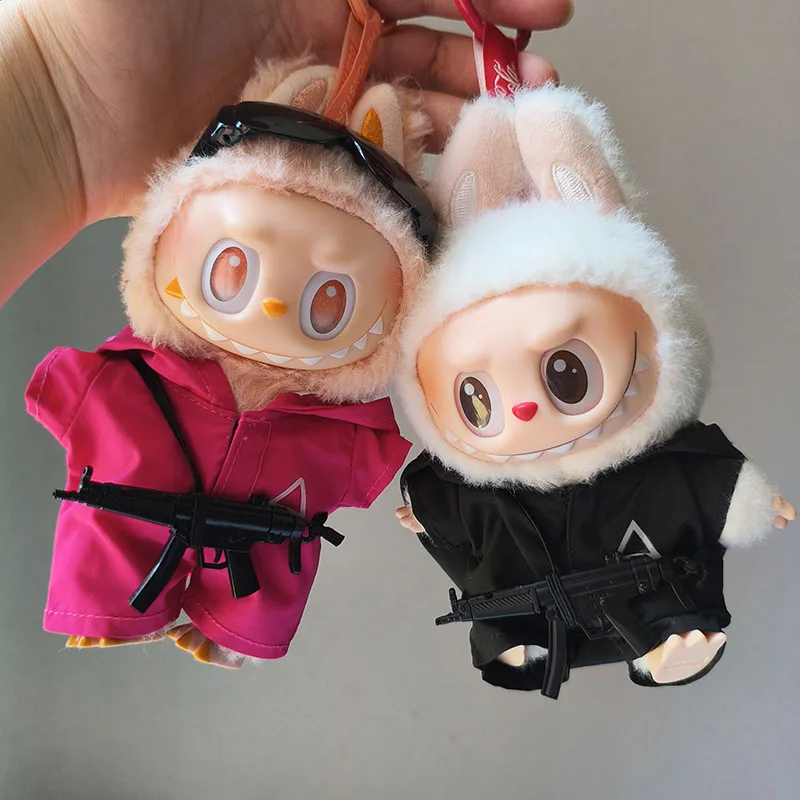 

Для/ткани Labubu Assault Team Одежда Mp5 Комплект аксессуаров Labubu Модный комбинезон Пилотные солнцезащитные очки Последняя версия