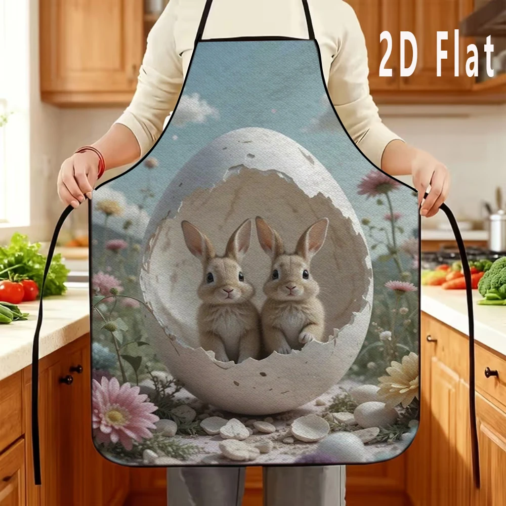 

Фартук с 2D-принтом: кролик и цветы, 60x80 см, для кухни и ресторана, для барбекю, прочный и легко моется, 1 шт.
