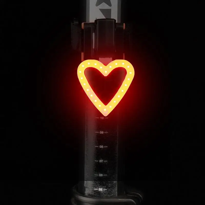 Bicycle Rear Light Rechargeable Heart Shape Taillight Bike Safety Light 3 Light Mode LED Warning Light MTB Cycling Accessories