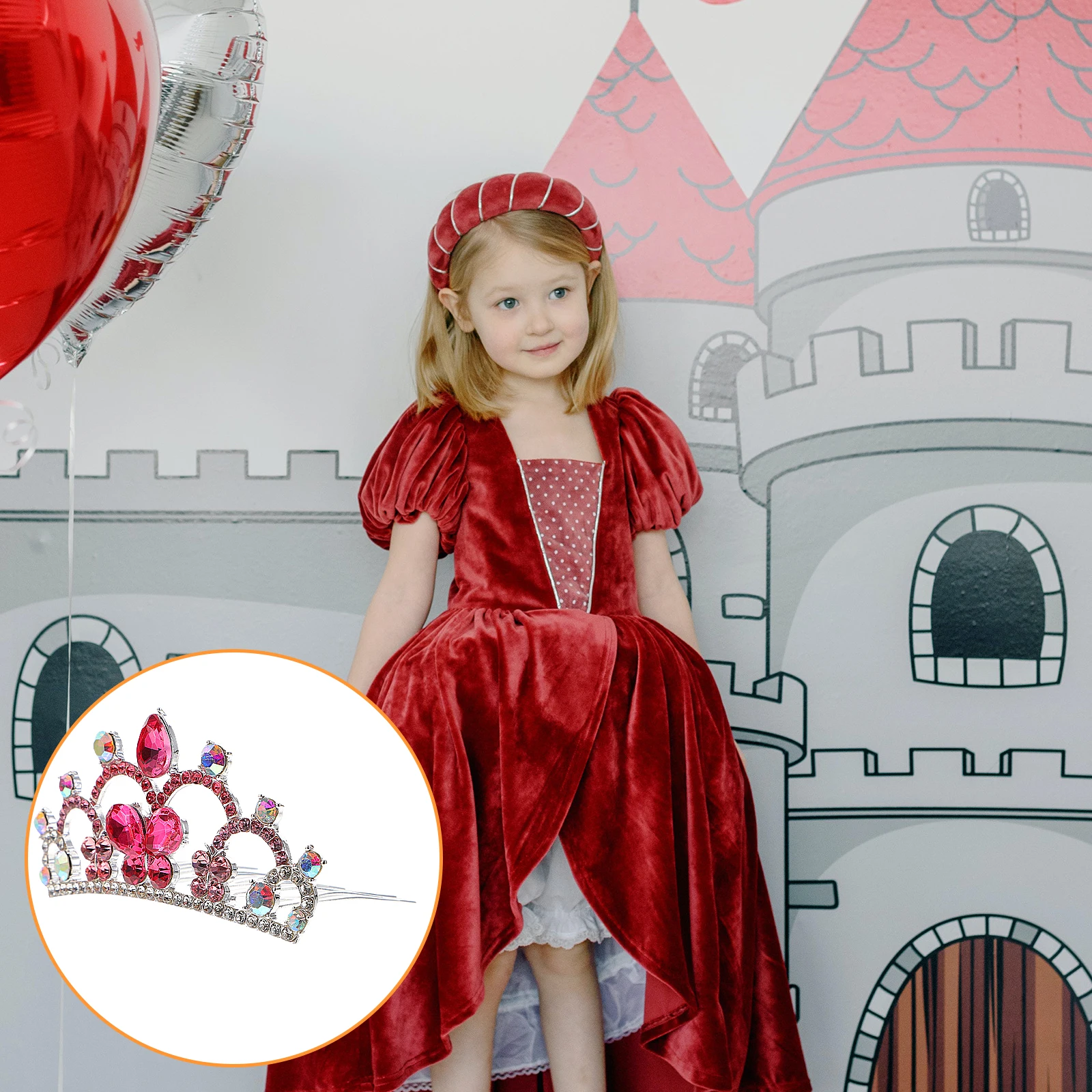 

Crown Comb Headdress Kids Hair Accessory Girl Accessories Birthday Tiara Little Girls Alloy Rhinestone Tiaras Lightweight Safe