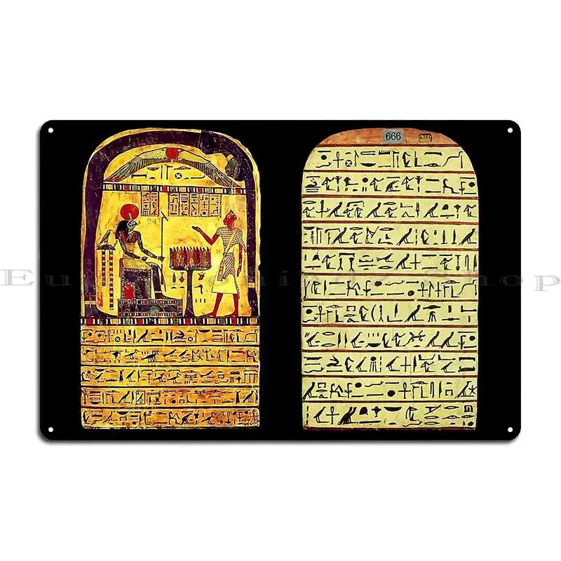 Stele Of Ankhefenkhonsu Stele Of Revealing Front And Back Metal Plaque Designer Living Room Painting Wall Cave Tin Sign Poster