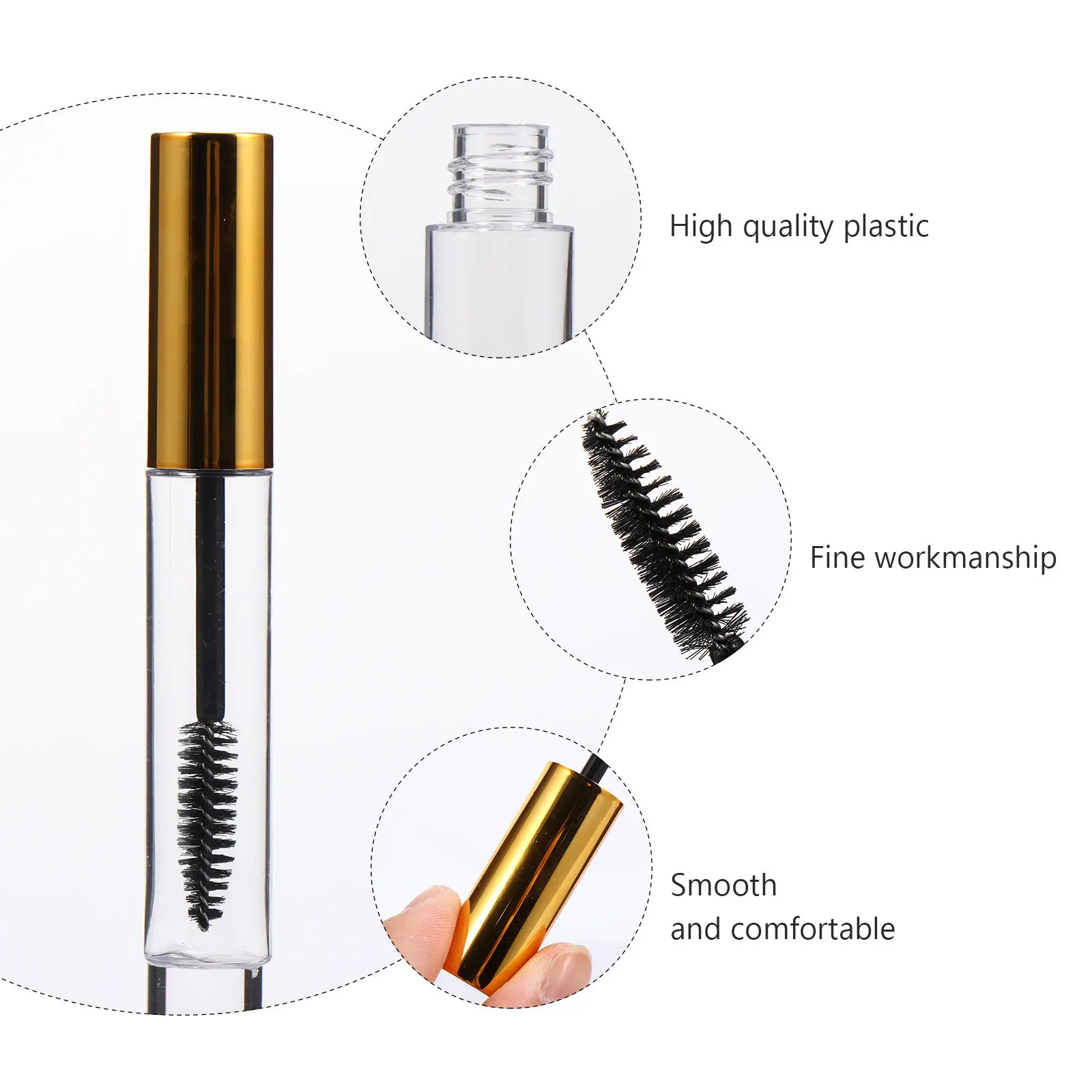 10 قطعة أنابيب ماسكارا لنمو الرموش زجاجات بلاستيكية شفافة قابلة لإعادة الملء حاويات تخزين المكياج أدوات فرشاة الرموش للسفر #4