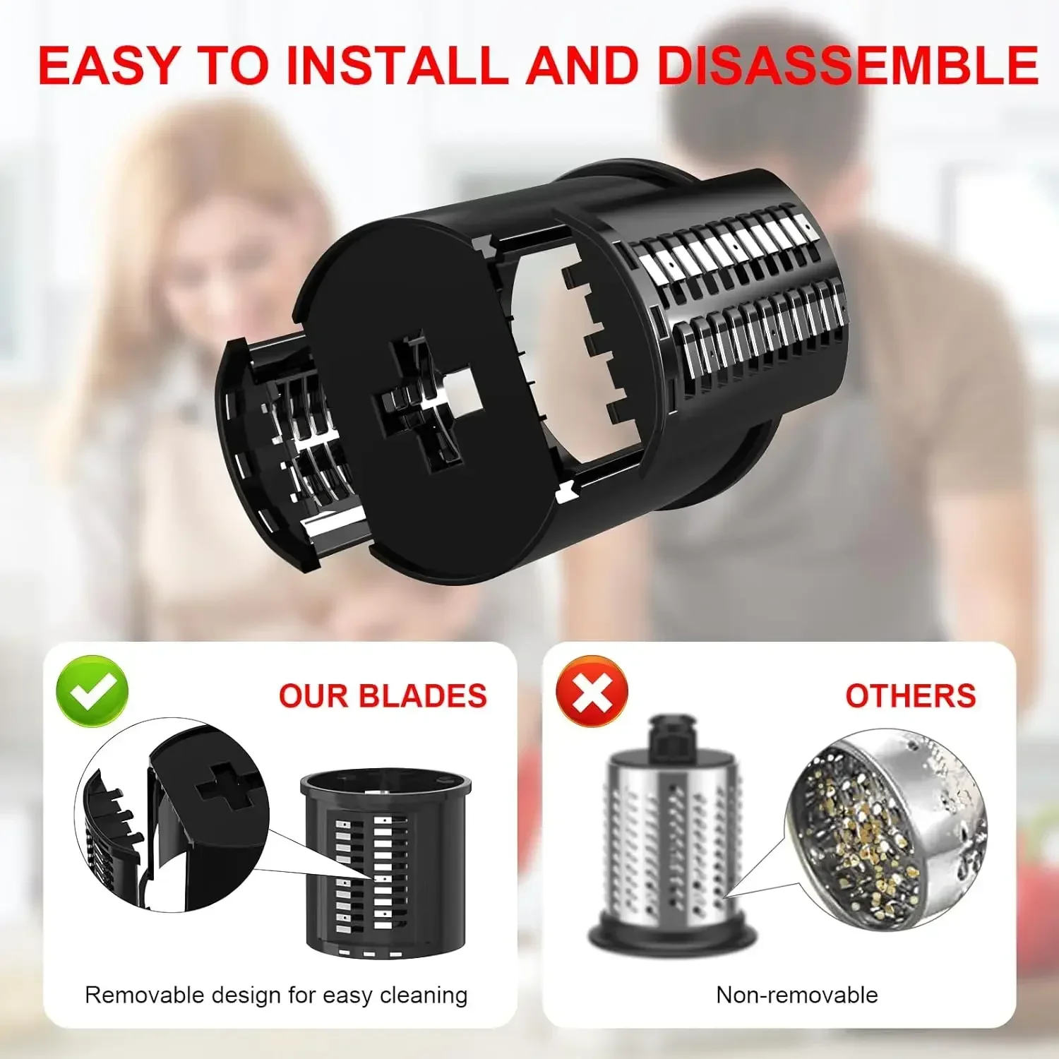 FirmHome StoreSlicer Shredder Attachment For KitchenAid Stand Mixer With 5 Blades, Large Feed Chute Cheese Grater Attachment - view 3