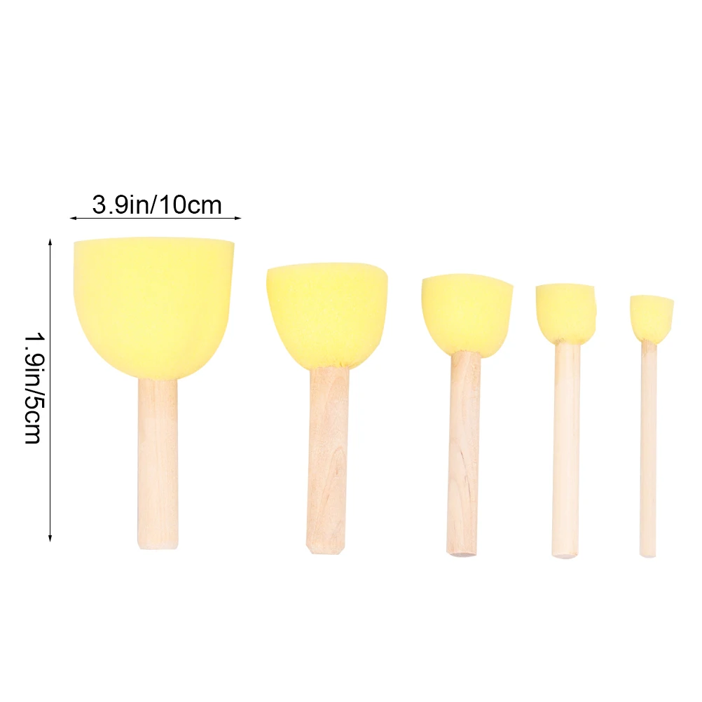 

20pcs Wooden Handle Painting Brushes Sponge Kids Drawing Graffiti Washable Yellow Bamboo Supplies DIY Tools