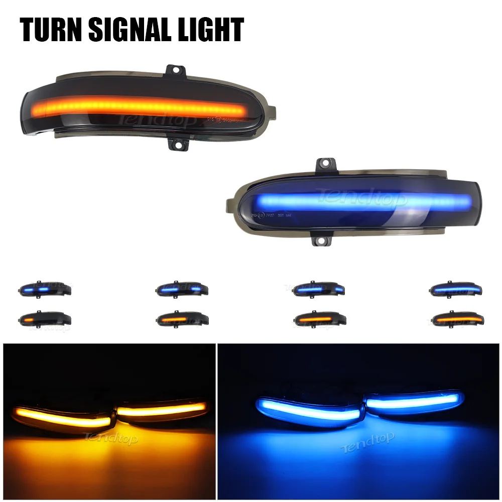 2Pcs Amber/Blue Sequential Flash LED Side Mirror Turn Signal Light Side Marker Lamp For Mercedes Benz C Class W203 S203 CL203