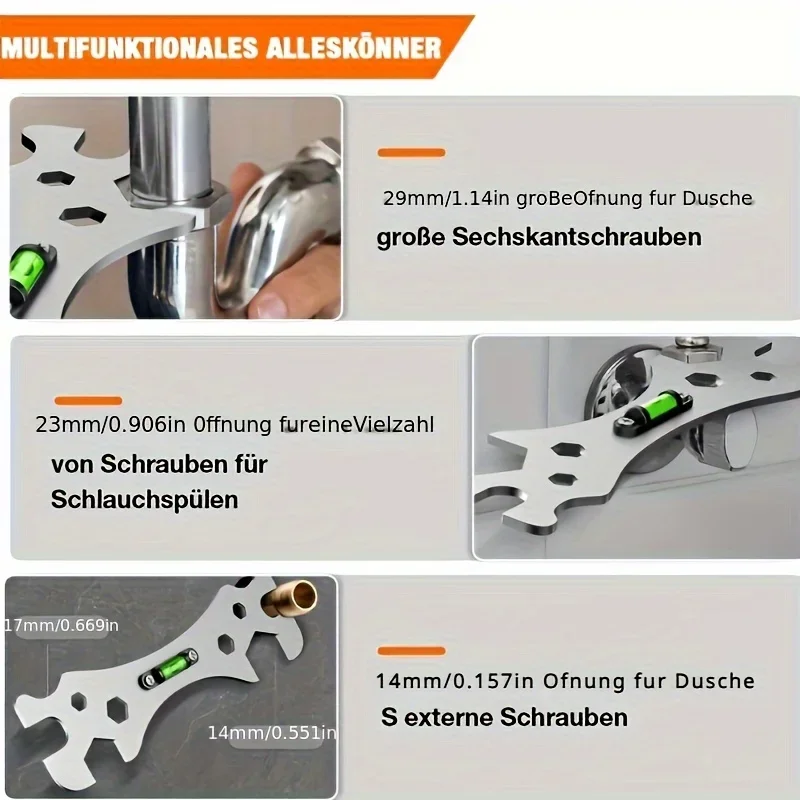 1/2 قطعة العالمي الفولاذ المقاوم للصدأ سداسية وجع منحني مستوى القدم حاكم لتثبيت التسرب الأنابيب تركيب صيانة الحمام #5