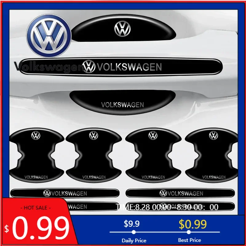 

Подстаканники 8 шт. ТПУ, защитные наклейки на дверную ручку автомобиля, наклейки против царапин, накладка для VW Volkswagen Golf Polo Passat Tiguan T