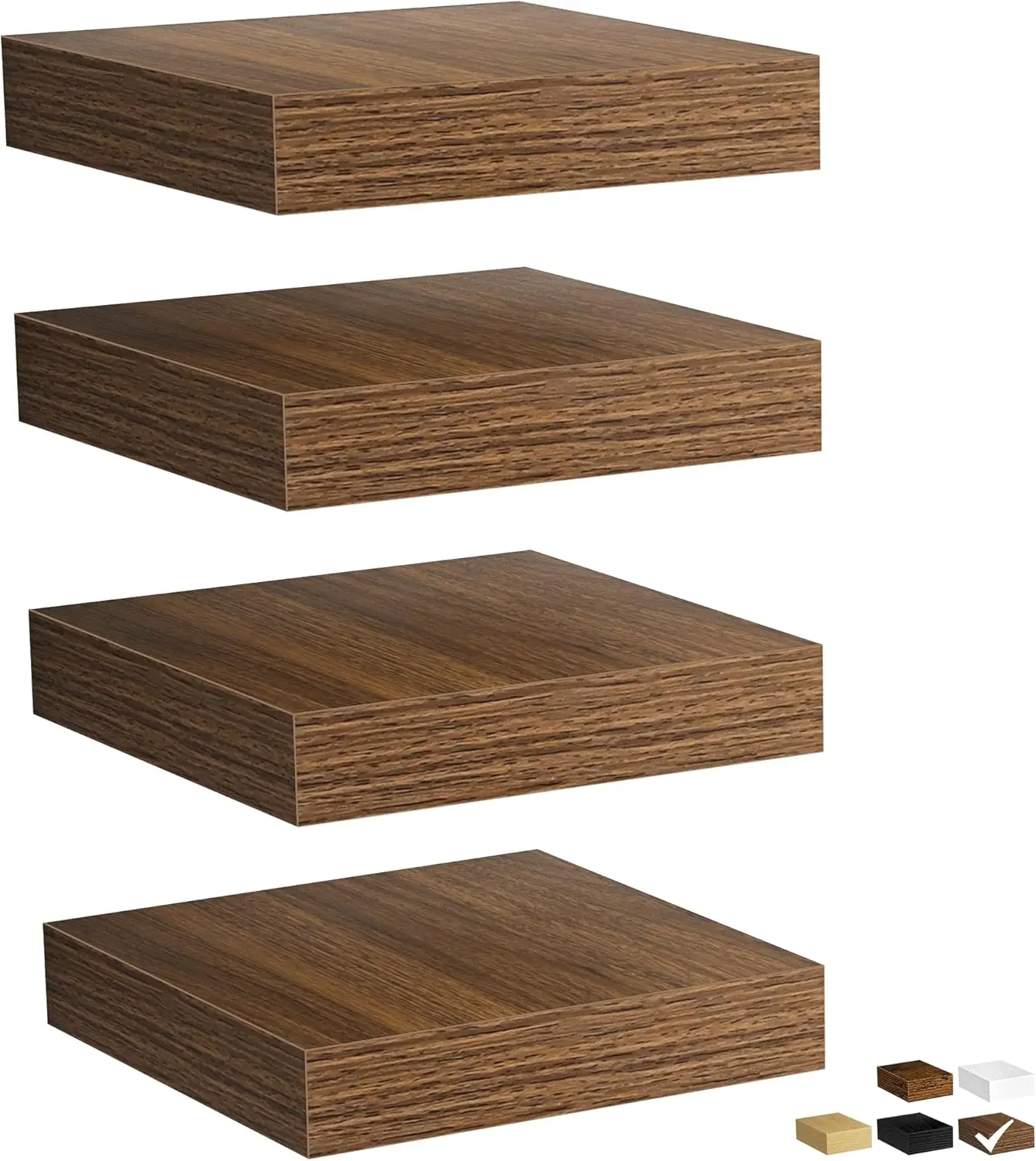 

Rustic Wood Floating Shelves for Wall, Space-Saving Wall Mounted Shelves for Bathroom, Bedroom, Living Room and Kitchen